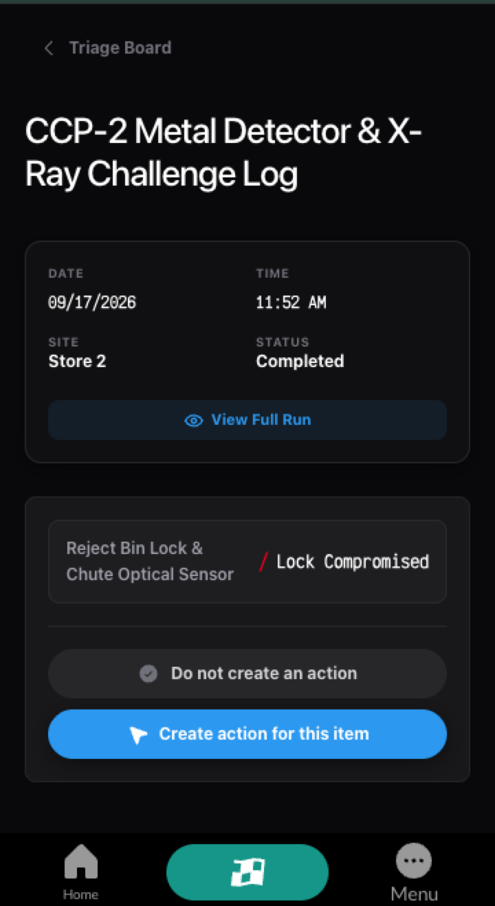 TraceTrack Triage Board Mobile One-Tap Action Resolution Screen